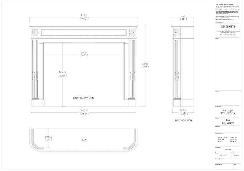Chesneys Cheverny Stone Fireplace Mantel Shop Drawing