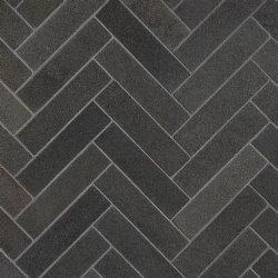 1in by 4in Herringbone Deep Basalt Honed Stone Mosaic Tile
