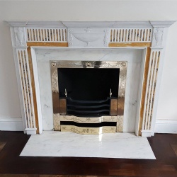 Adams style Carrara and Sienna marble mantelpiece