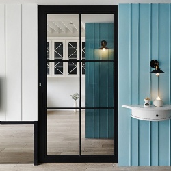 Aluminum glass door 6 lite panels