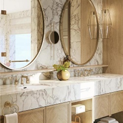 Arabescato Marble Countertop Vanity for Resort Bathrooms