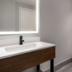 Bath vanities and lighted mirror for Hawthorn Extended Stay by Wyndham Del Rio Scheme