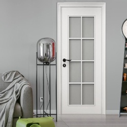 Bathroom Wood Door with Factory Lite Opening and Glazing
