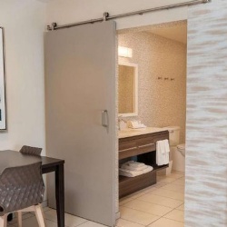 Bathroom Wooden Door with Barn Door Installation