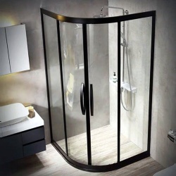 Bending glass corner shower enclsoure and door