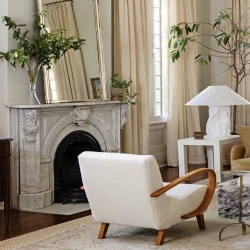 Bespoke marble fireplace mantel Greek Revival Renovation