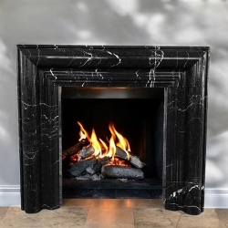 Black Marquina Marble Fireplace Surround
