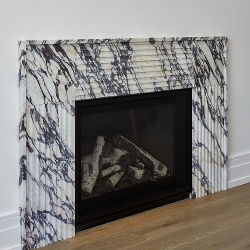 Black and white marble fireplace