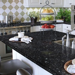 Blue Pearl Granite Finished Kitchen Countertop and Island