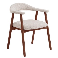 Bouclé Fabric Danish Design Dining Chair with Armrests