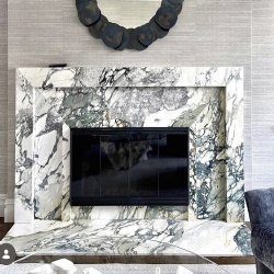 Calacatta Turquoise marble fireplace design