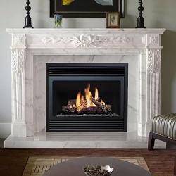 Carved marble fireplace mantel by Guangxi White marble
