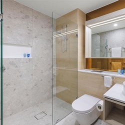 Clear tempered glass shower door with hardware kit