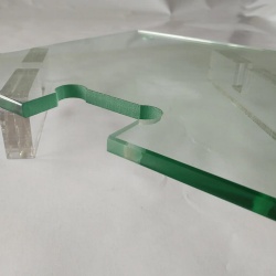 Clear tempered glass with prefabricatd hinge cutout