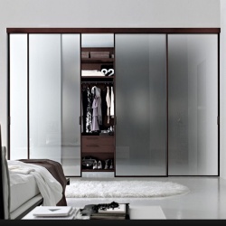 Closet entrance door with frosted glass