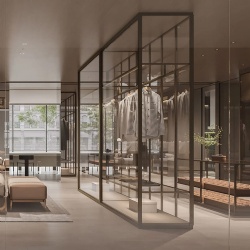Contemporary glass wardrobe with LED lighting
