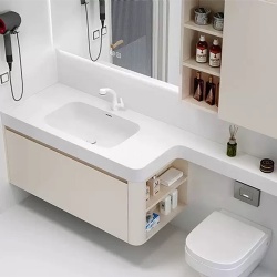 Corian artificial stone banjo style bathroom wall hung vanitytop