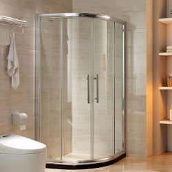 Curved glass shower door with bespoke radius and angel
