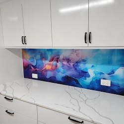 Digital printed glass kitchen backsplash