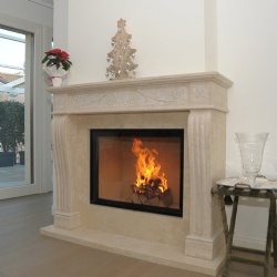 Elegant interior marble furniture with electric fireplace