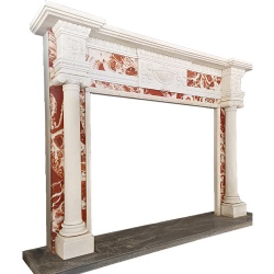 Empire White and Red Marble Fireplace Mantel