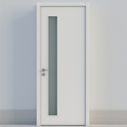 European Flush Wood Door with Narrow Vision Lite