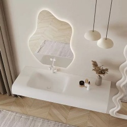 Floating Corian vanity with or whithout wood drawer