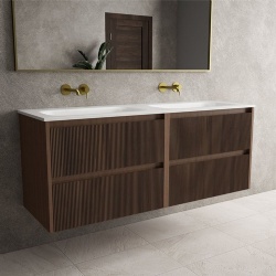 Fluted wooden vanity for boutique hotel