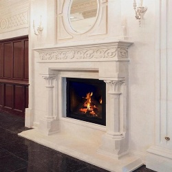 French Limestone Fireplace Surround