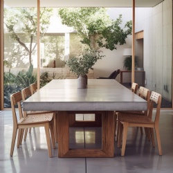 GRC Concrete Dining Table with Timber Oak Base