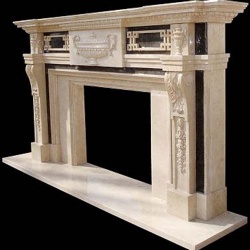 Georgian hand carved fire surround with acanthus panelled corbels