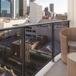 Glass railing in bacony in Adina apartment hotel perth
