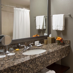 Granite Baltic Brown Bath Vanities with Wooden Towel Shelf