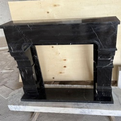 Hand Carved Nero Black Marble Fireplace Shelf