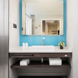 Hotel Lavatory Countertop with Wood Skirt