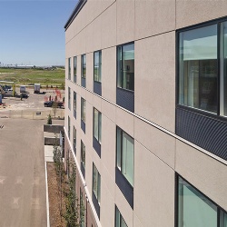 Hotel style aluminum window with fin and PTAC louver