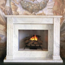 Impero fireplace mantel in marble bianco gioia