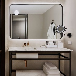 Industrial bathroom metal vanity for Hilton Melbourne