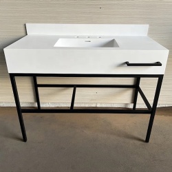 Industry style bath vanities with matte black metal base