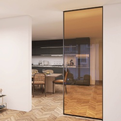 Interior Glazing Wall with Tinted Glass Panel