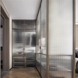 Interior funiture storage shelf and closet by fluted glass door