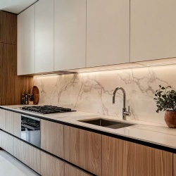 Kitchen backsplash by silk screen printed glass