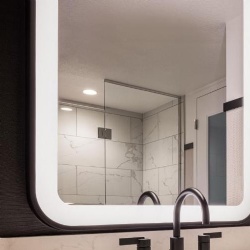 LED lighting vanity mirror with matte black metal frame