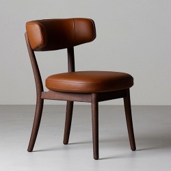 Leather Upholstered Danish Design Dining Chair with Ash Wood Legs