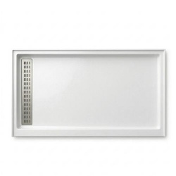 Left Trench Drain Cultured Marble Shower Pan