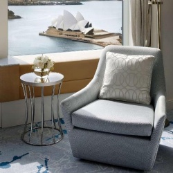 Lounge sofa and side table for the hotel room of Shangri La Sydney