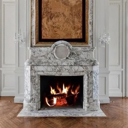 Luxurious marble fireplace mantel for resort development
