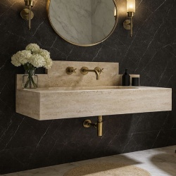 Luxury travertine wall mounted bathroom sink