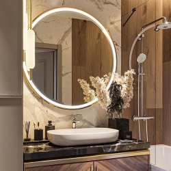 Marble Bathroom Vanities and Lighted Mirror