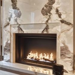 Marble Fireplace Mantel With Full Height Marble Surround